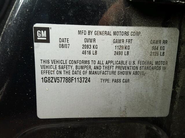 1G8ZV57788F113724 - 2008 SATURN AURA XR CHARCOAL photo 10