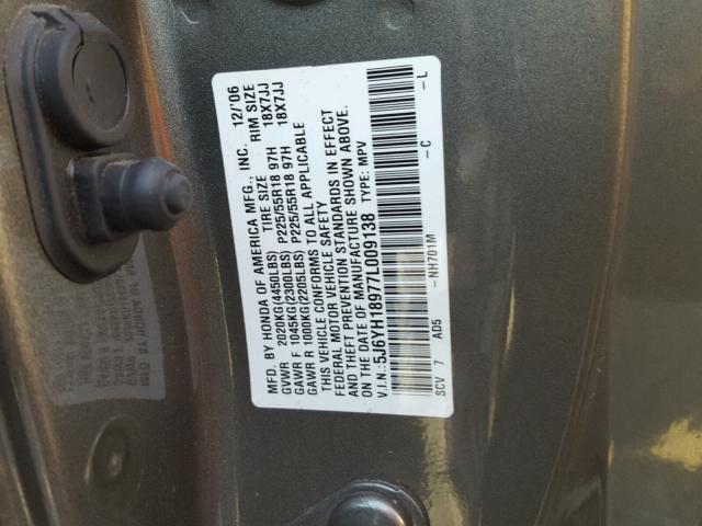 5J6YH18977L009138 - 2007 HONDA ELEMENT SC CHARCOAL photo 10