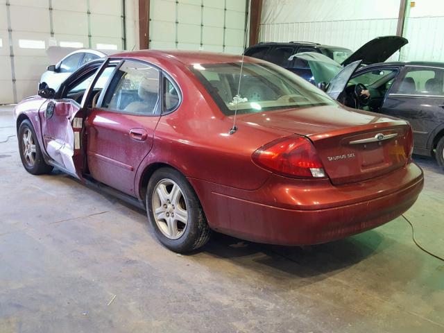 1FAFP56S5YG128416 - 2000 FORD TAURUS SEL RED photo 3
