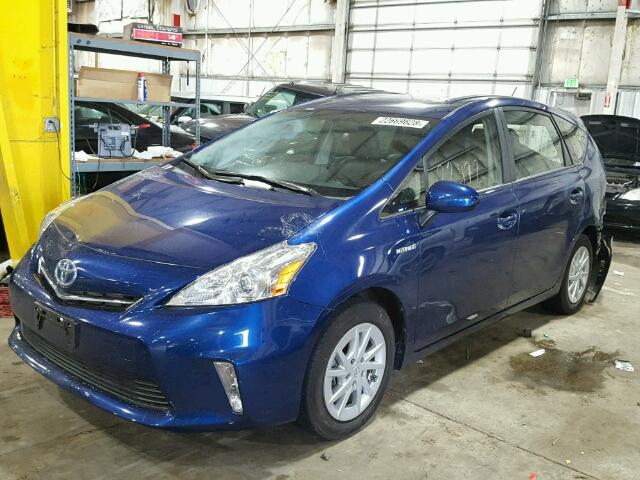 JTDZN3EU9EJ011926 - 2014 TOYOTA PRIUS V BLUE photo 2