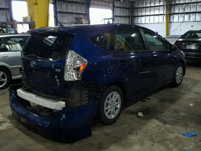 JTDZN3EU9EJ011926 - 2014 TOYOTA PRIUS V BLUE photo 4