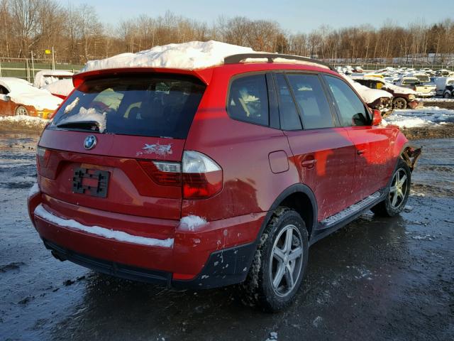 WBXPC93438WJ08844 - 2008 BMW X3 3.0SI RED photo 4