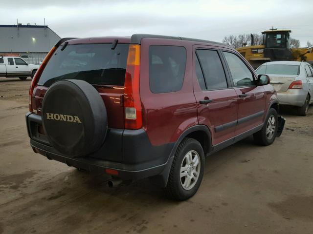 JHLRD78854C059762 - 2004 HONDA CR-V EX MAROON photo 4