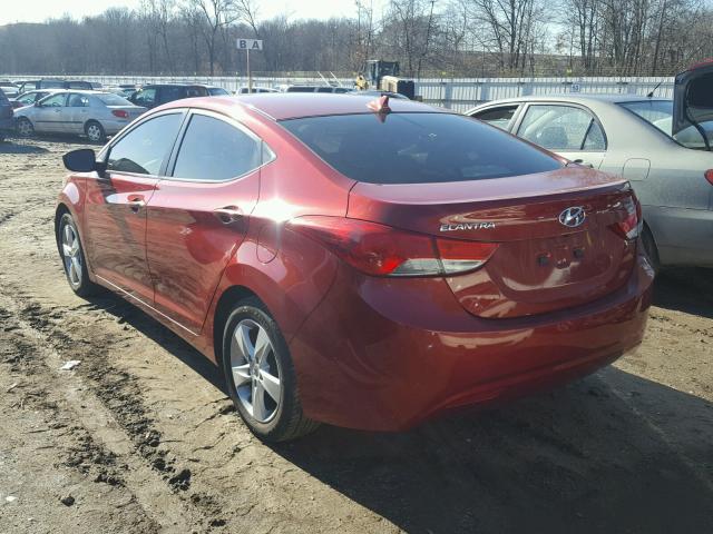 KMHDH4AE7BU121594 - 2011 HYUNDAI ELANTRA GL RED photo 3