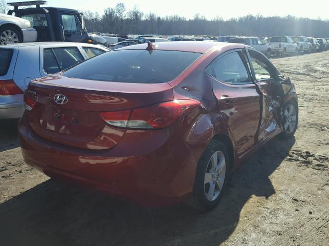 KMHDH4AE7BU121594 - 2011 HYUNDAI ELANTRA GL RED photo 4