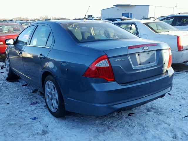 3FAHP0HG2BR152919 - 2011 FORD FUSION SE BLUE photo 3