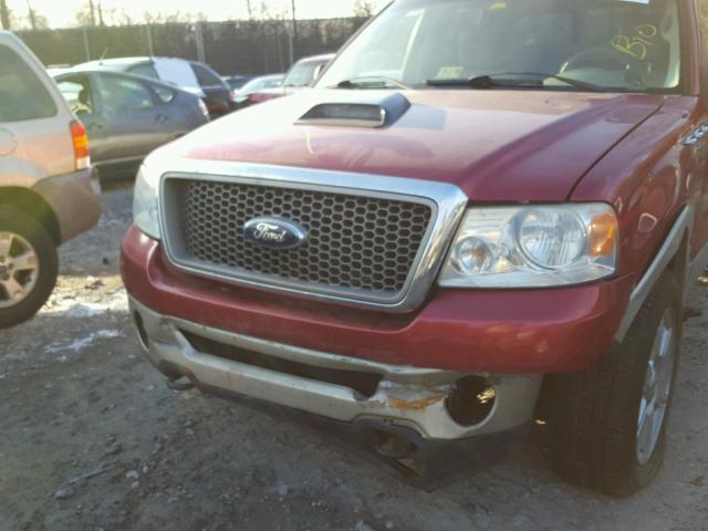 1FTPW14V27KA86807 - 2007 FORD F150 SUPER BURGUNDY photo 9