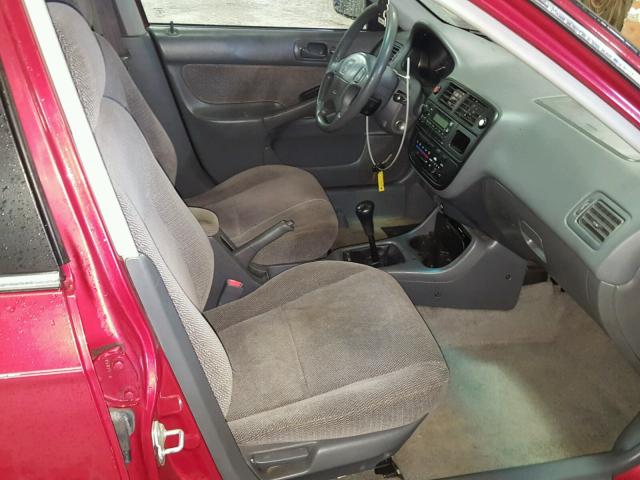 1HGEJ6573WL017654 - 1998 HONDA CIVIC LX RED photo 5