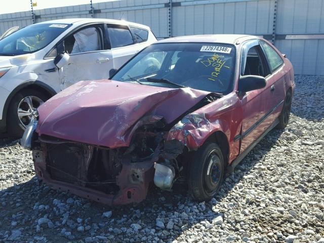 1HGEJ6126TL092306 - 1996 HONDA CIVIC DX RED photo 2