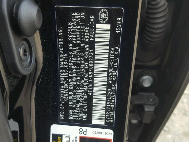 4T1BF1FK9FU092731 - 2015 TOYOTA CAMRY LE BLACK photo 10
