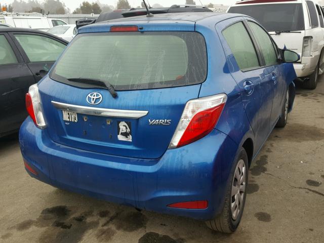 JTDKTUD37DD557305 - 2013 TOYOTA YARIS BLUE photo 4