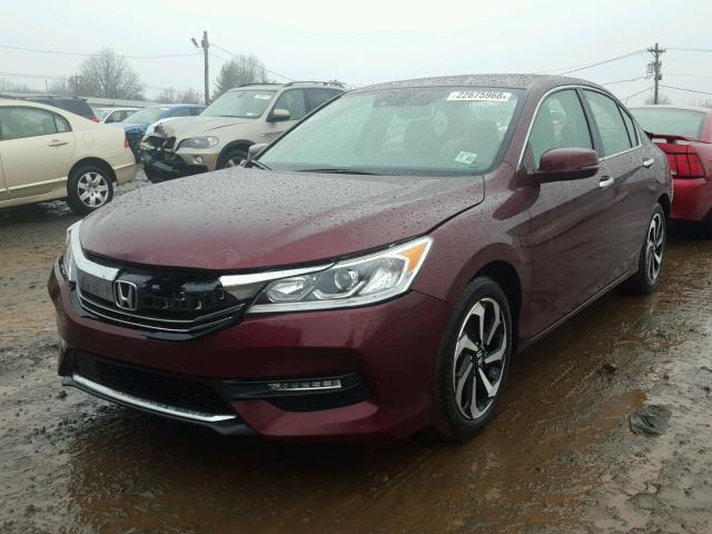 1HGCR3F04HA000411 - 2017 HONDA ACCORD EXL BURGUNDY photo 2