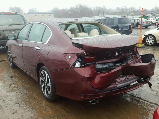 1HGCR3F04HA000411 - 2017 HONDA ACCORD EXL BURGUNDY photo 3