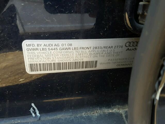 WAUDV74F58N097766 - 2008 AUDI A6 4.2 QUA BLACK photo 10