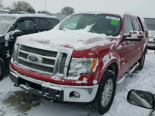 1FTFW1ET5BFA95186 - 2011 FORD F-150 RED photo 2