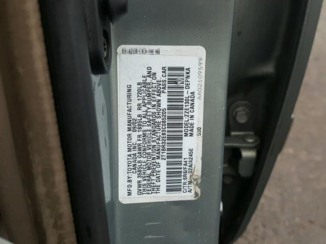 2T1BR32E83C085205 - 2003 TOYOTA COROLLA CE GRAY photo 10