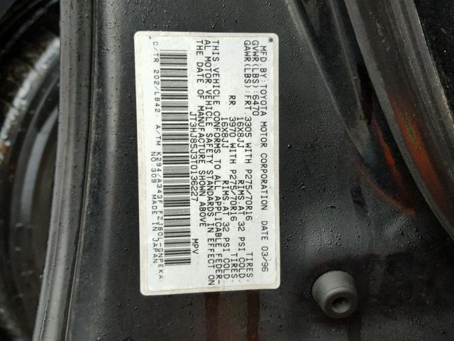 JT3HJ85J3T0136227 - 1996 TOYOTA LAND CRUIS BLACK photo 10