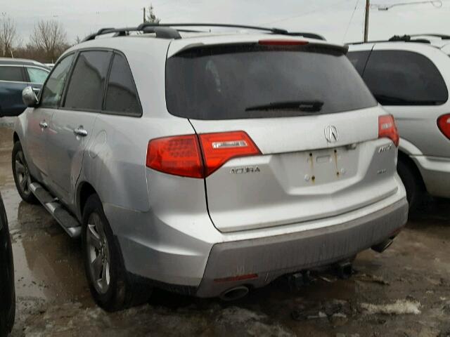 2HNYD28807H001789 - 2007 ACURA MDX SPORT SILVER photo 3