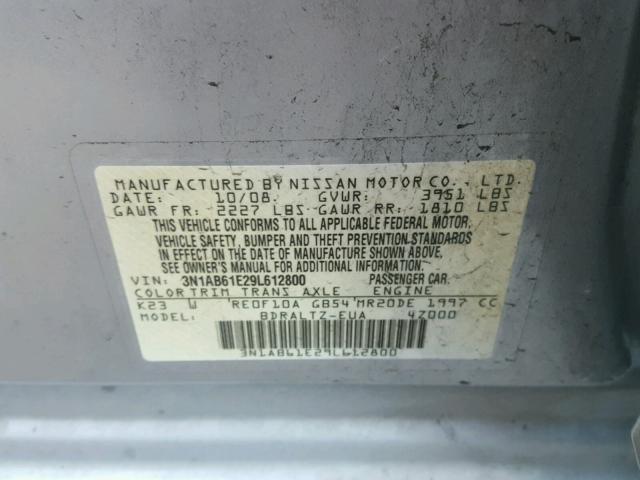 3N1AB61E29L612800 - 2009 NISSAN SENTRA 2.0 SILVER photo 10