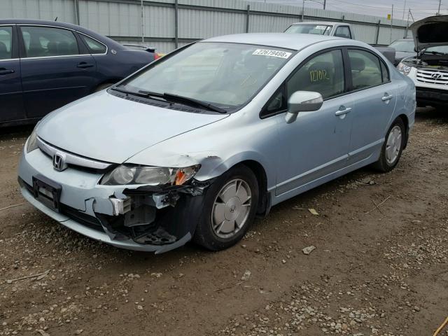 JHMFA36247S014367 - 2007 HONDA CIVIC HYBR BLUE photo 2