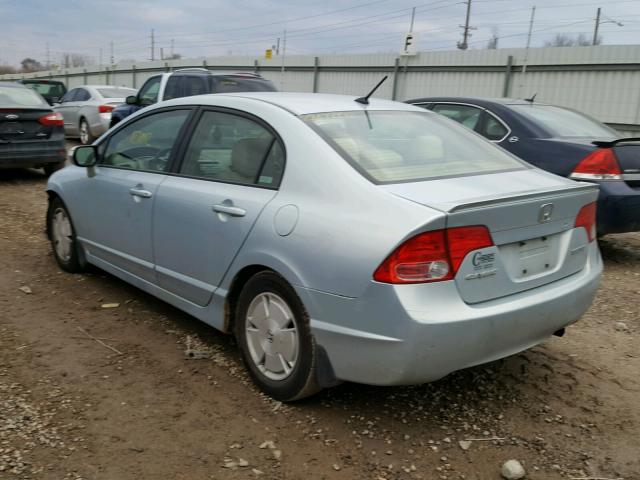 JHMFA36247S014367 - 2007 HONDA CIVIC HYBR BLUE photo 3