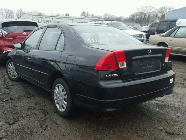 2HGES16575H601239 - 2005 HONDA CIVIC LX BLACK photo 3