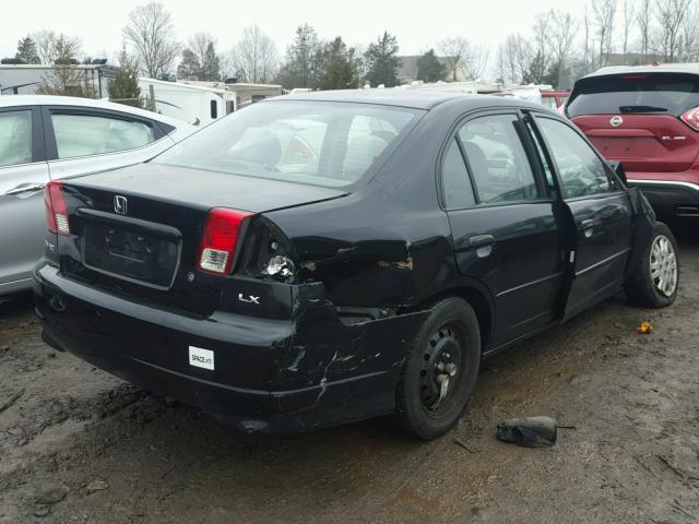 2HGES16575H601239 - 2005 HONDA CIVIC LX BLACK photo 4