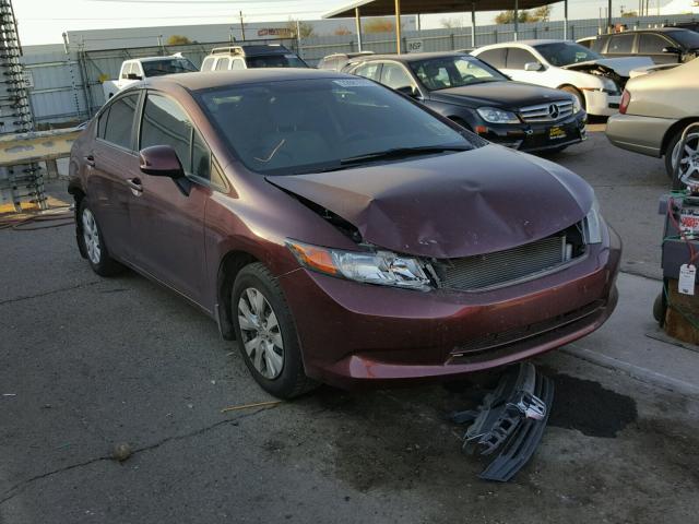 2HGFB2F58CH543696 - 2012 HONDA CIVIC LX BURGUNDY photo 1