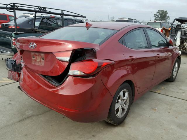 5NPDH4AE6FH646764 - 2015 HYUNDAI ELANTRA SE BURGUNDY photo 4