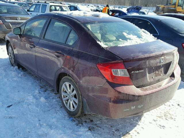 19XFB2F92CE026956 - 2012 HONDA CIVIC EXL BURGUNDY photo 3