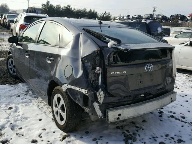 JTDKN3DU5D5623048 - 2013 TOYOTA PRIUS GRAY photo 3