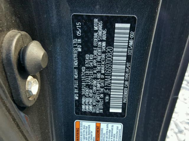 JF1ZNAA16G9700820 - 2016 TOYOTA SCION FR-S ნაცრისფერი ფოტო 10