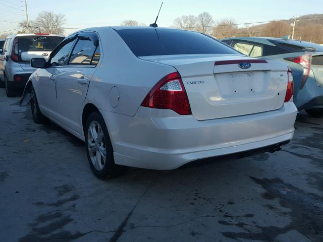 3FAHP0HA3CR357632 - 2012 FORD FUSION SE WHITE photo 3