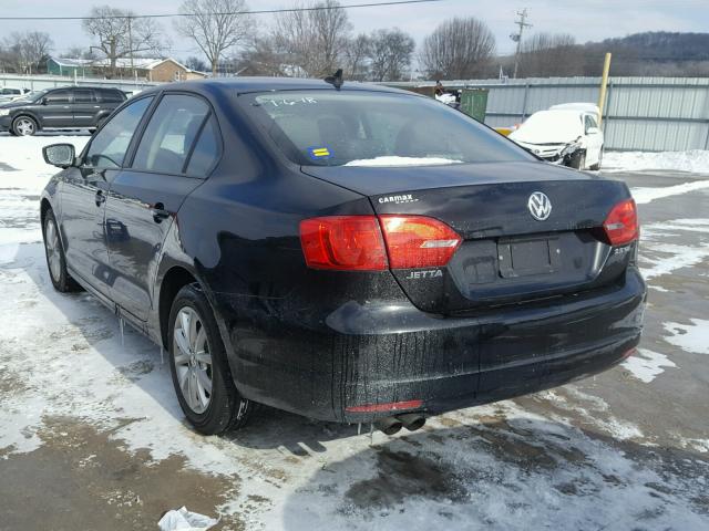 3VWDZ7AJ7BM377316 - 2011 VOLKSWAGEN JETTA SE BLACK photo 3