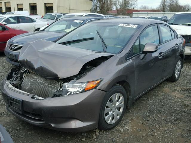 2HGFB2F59CH598044 - 2012 HONDA CIVIC LX GRAY photo 2