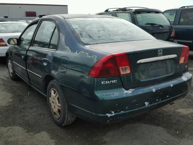 2HGES16542H560497 - 2002 HONDA CIVIC LX GREEN photo 3