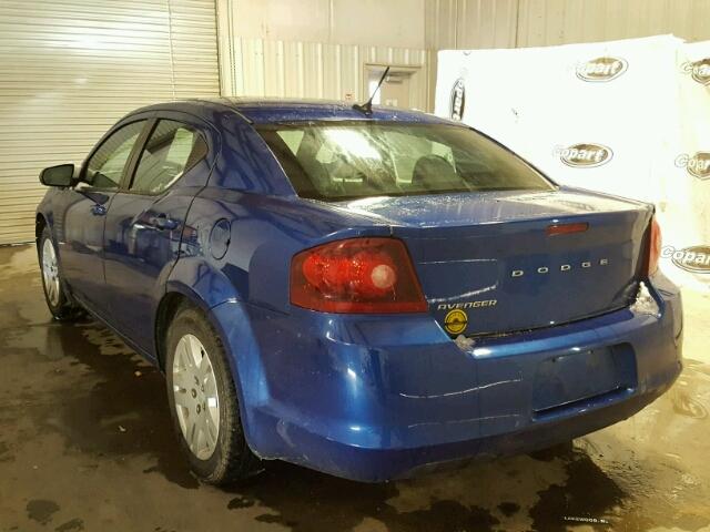 1C3CDZAB6DN702634 - 2013 DODGE AVENGER SE BLUE photo 3