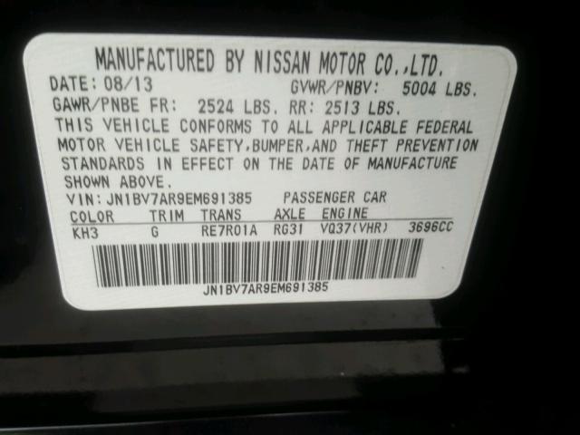 JN1BV7AR9EM691385 - 2014 INFINITI Q50 BASE Чорний фото 10