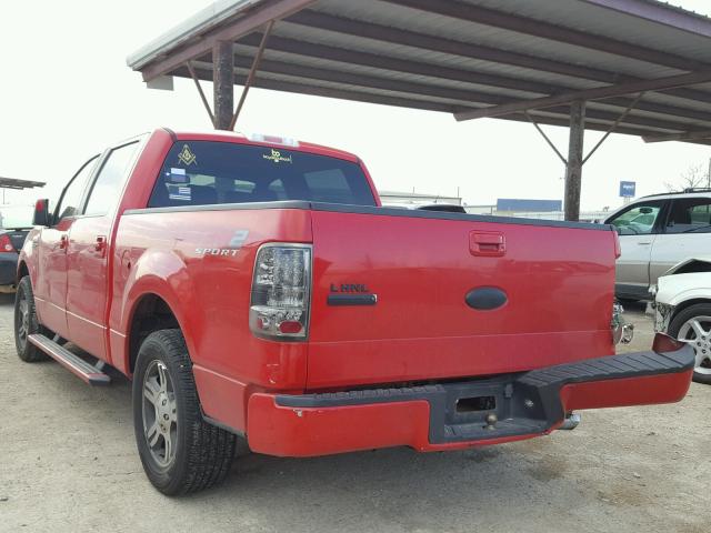 1FTRW12W07KD04618 - 2007 FORD F150 SUPER RED photo 3