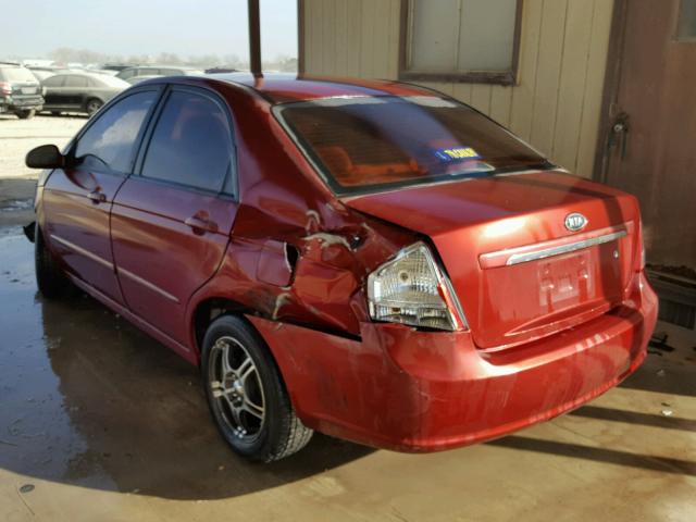 KNAFE222795612702 - 2009 KIA SPECTRA EX MAROON photo 3