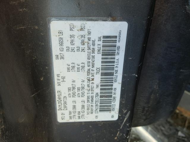 1D7HU18N73S117604 - 2003 DODGE RAM 1500 S GRAY photo 10