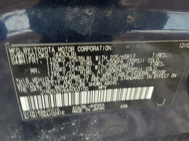 JTMZD33V665003100 - 2006 TOYOTA RAV4 BLUE photo 10