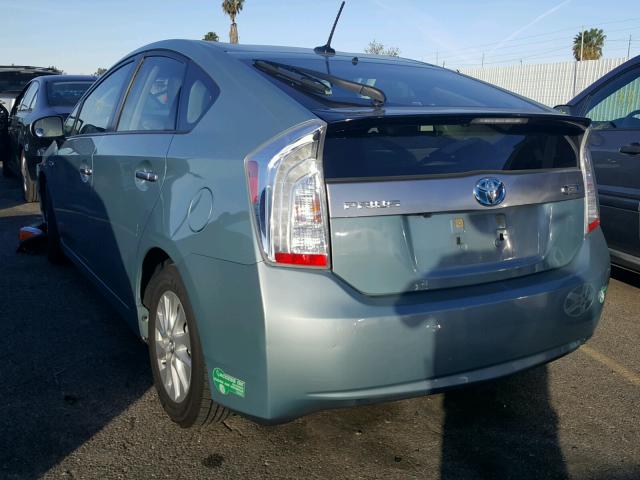 JTDKN3DP1C3018481 - 2012 TOYOTA PRIUS PLUG GREEN photo 3