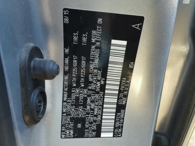 5TDKK3DC3FS652349 - 2015 TOYOTA SIENNA LE SILVER photo 10