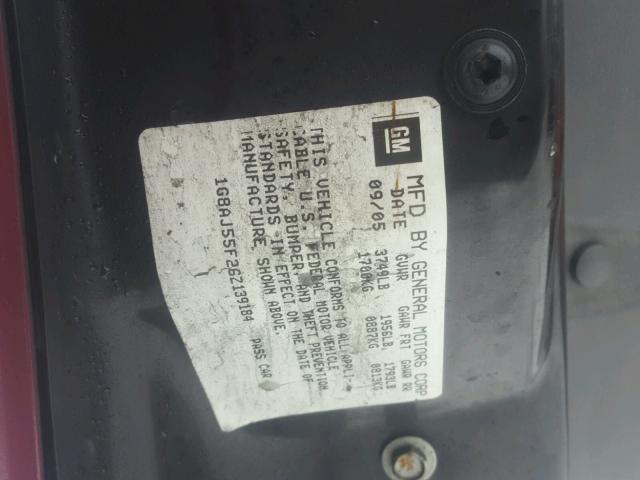 1G8AJ55F26Z139184 - 2006 SATURN ION LEVEL RED photo 10