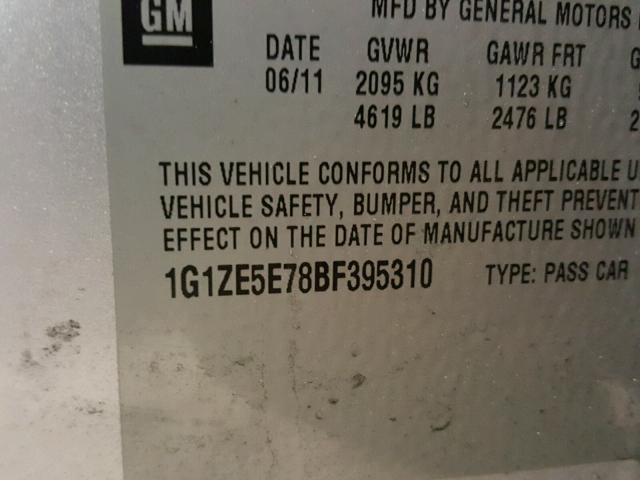 1G1ZE5E78BF395310 - 2011 CHEVROLET MALIBU LTZ 银色 照片 10