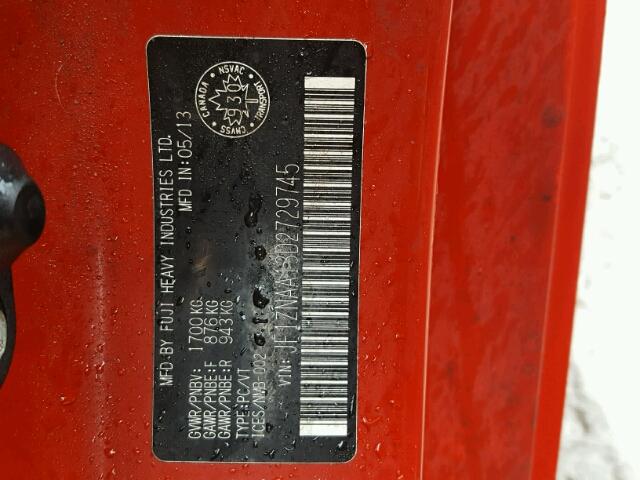 JF1ZNAA13D2729745 - 2013 TOYOTA SCION FR-S წითელი ფოტო 10