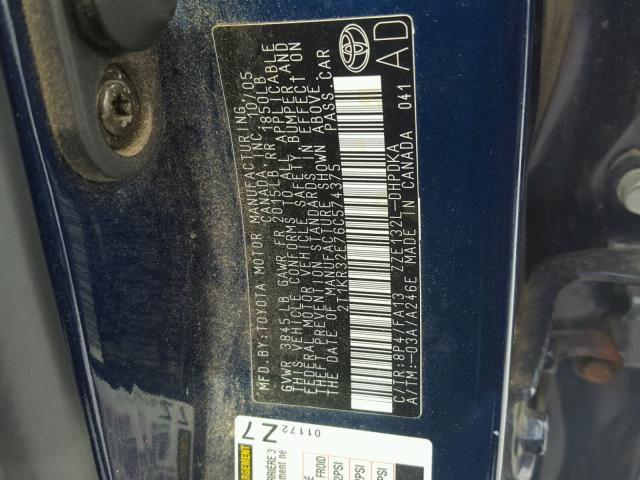 2T1KR32E76C574375 - 2006 TOYOTA COROLLA MA BLUE photo 10