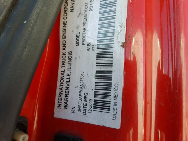 3HSCUAPR6AN275612 - 2010 INTERNATIONAL PROSTAR PR RED photo 10