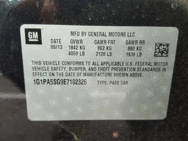 1G1PA5SG9E7102326 - 2014 CHEVROLET CRUZE LS CHARCOAL photo 10